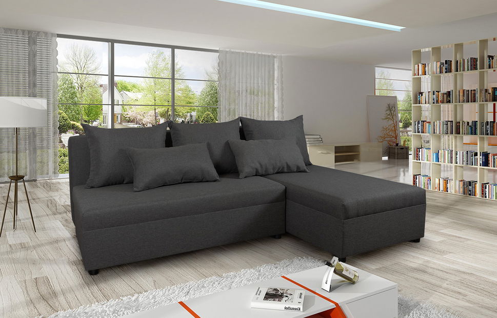 Rohová sedací souprava Porco (tmavě šedá) (P)