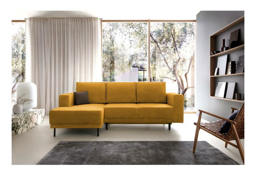 Rohová sedací souprava Rodriguez mini (L) (hořčicová + černá)