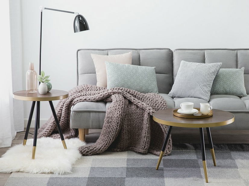 Konferenční stolek Renola (tmavé dřevo) (zlaté nohy) *výprodej