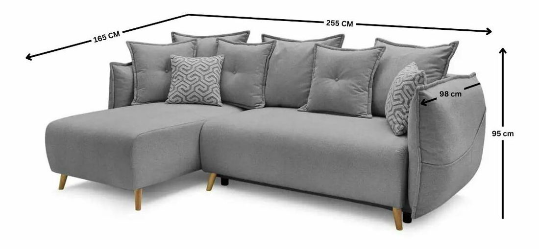 Rohová sedačka Puffyna (šedá) (L)