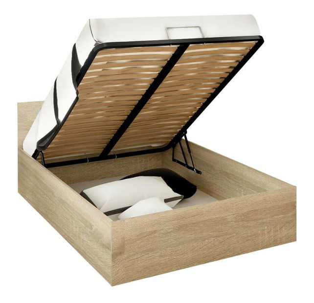 Manželská postel 140 cm Discutibles (dub sonoma) (s roštem) (s úl. prostorem)