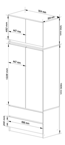 Šatní skříň Sagan (dub sonoma + bílá)