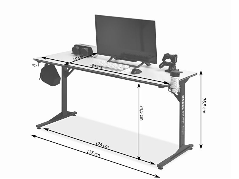 PC stolek Matts 160 (černá)