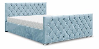 Manželská postel 140 cm Quintin (modrá) (s roštem a úložným prostorem)