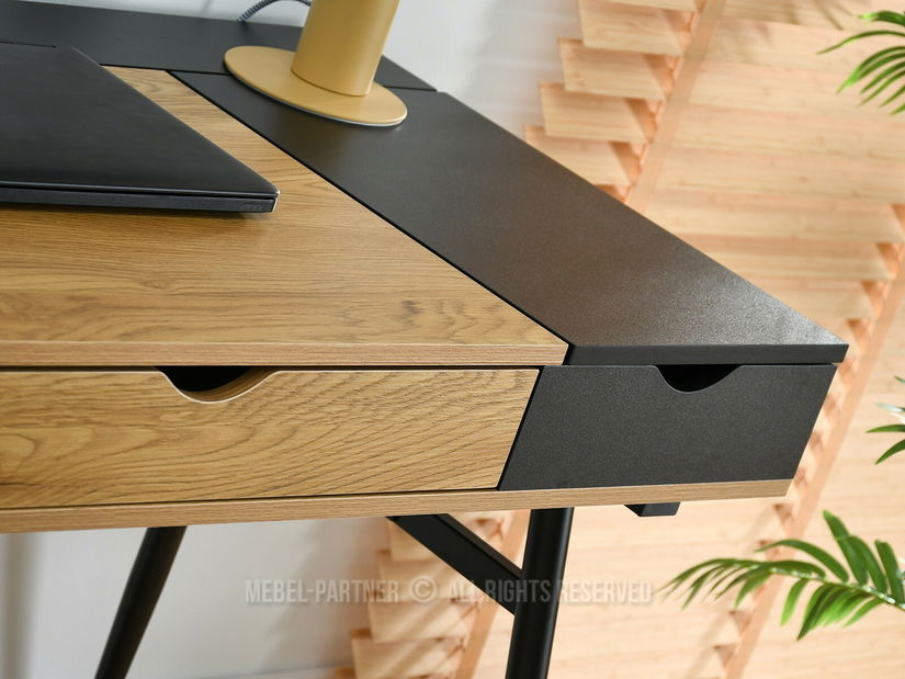 PC stolek Baiden (dub černý + černá)