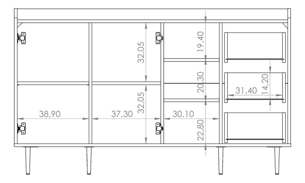 Komoda Vasecta K2D3SZ (dub brandy castello)