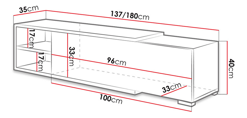 Posuvný TV stolek/skříňka Augurus (bílý)
