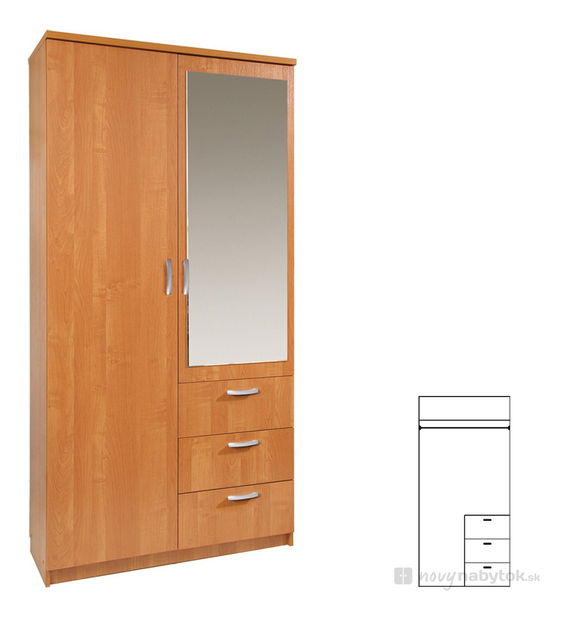 Šatní skříň Pembury 100/60 (se zrcadlem)