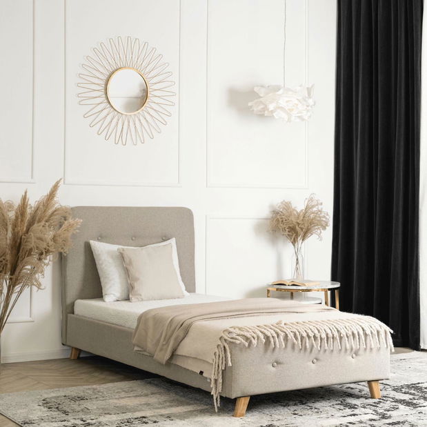 Jednolůžková postel 90 cm Molecular (béžová) (s roštem)