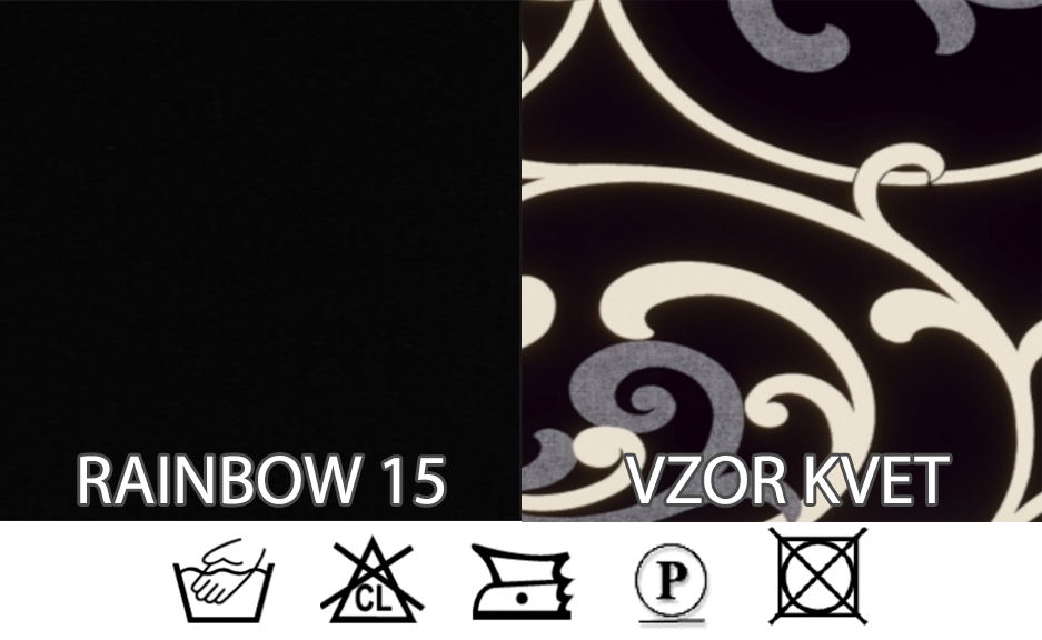 Manželská postel Boxspring 180 cm Brick (černá + vzor květ) (s matrací a úložným prostorem)