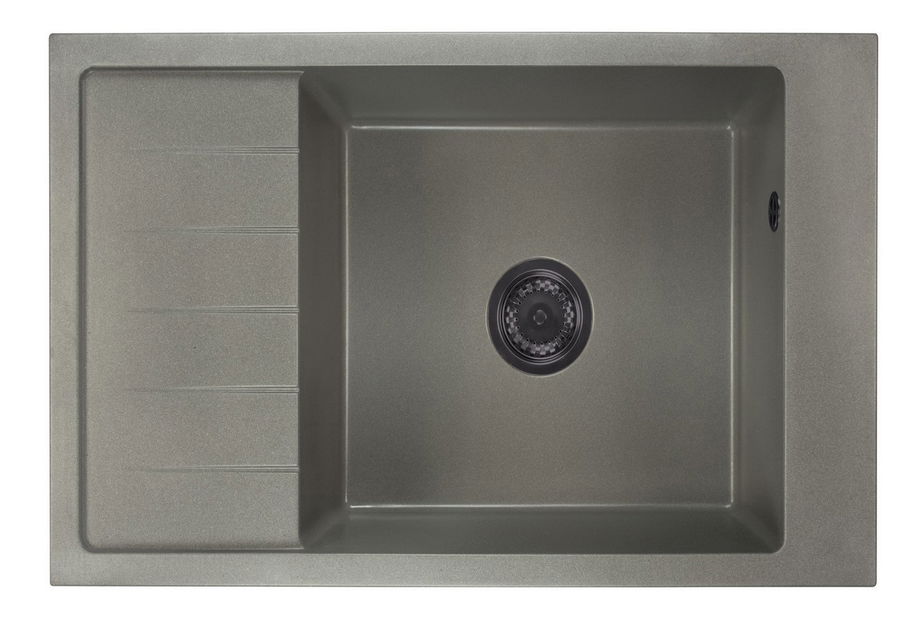 Kuchyňský dřez Lurano (šedá) (se 3 otvory pro baterii) (L)