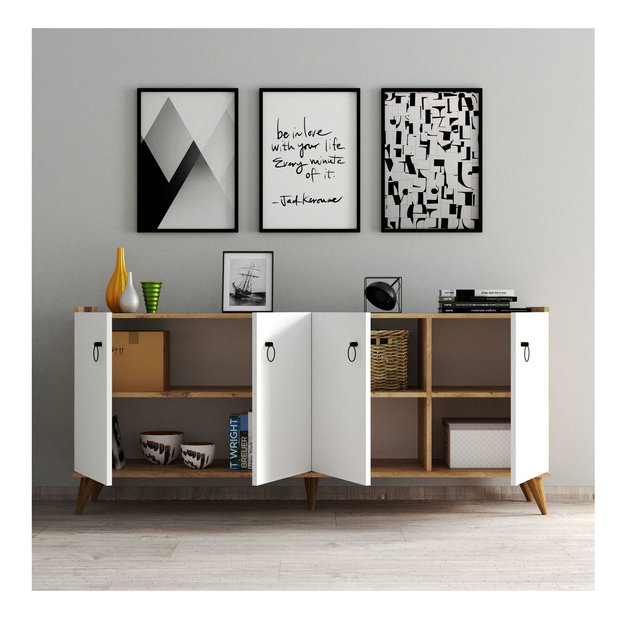 Skříňka Lesetu 1 (bílá + borovice atlantická)