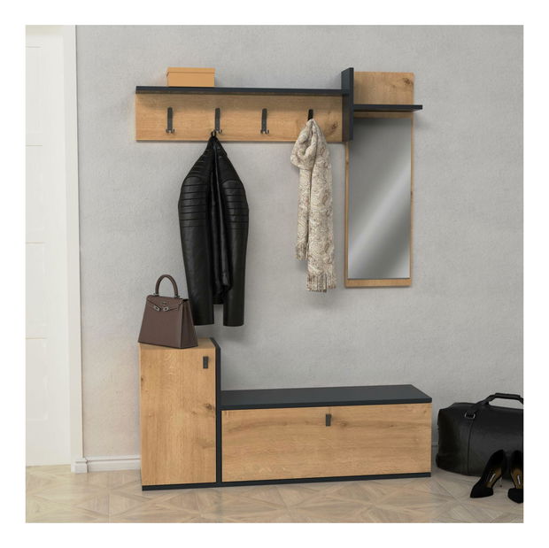 Předsíňová stěna Wisconsim (antracit + dub) *výprodej