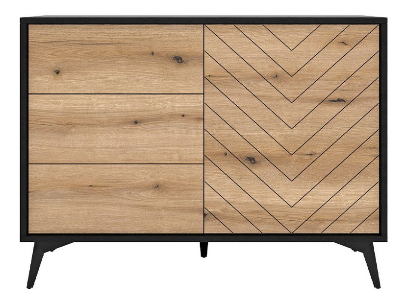 Komoda se šuplíky Nina NKSZ104 (černá + dub evoke)
