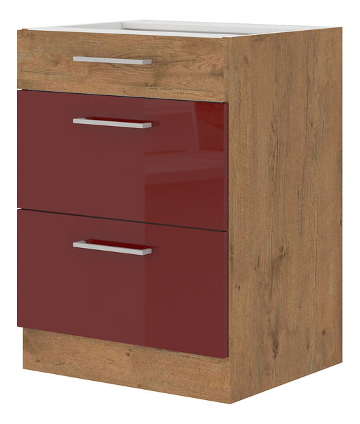 Dolní kuchyňská skříňka Virion 60 D 2S BB (dub lancelot + bordó)