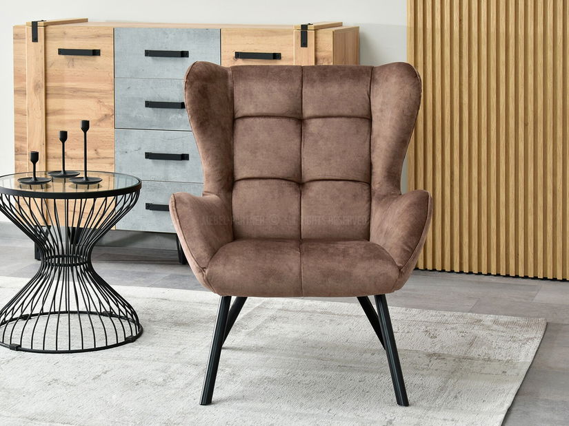 Designové křeslo Norweien (hnědá + zlatá)