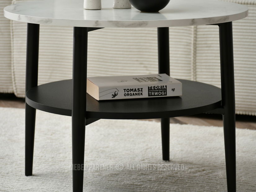 Konferenční stolek Randolf S (bílý mramor + černá)