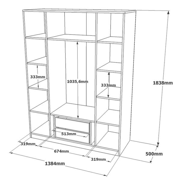 Šatní skříň Hammel2 (antracit + šedá)