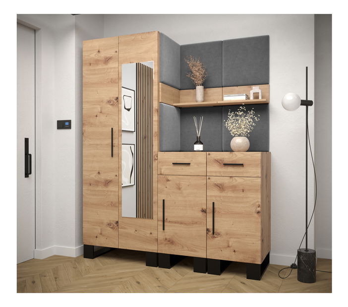 Předsíňová sestava Amanda 15 (dub artisan + tmavě šedá)