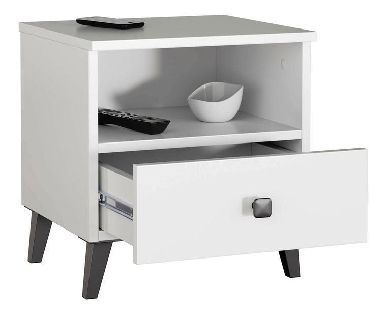 Noční stolek Mandatarios (bílá + černá)