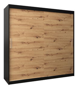 Šatní skříň 200 cm Toki (Černá matná + Dub artisan)