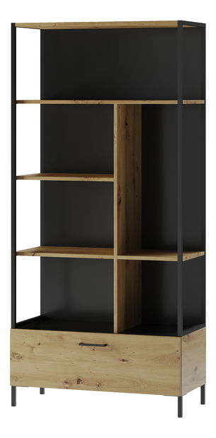 Regál Lorren 16 (dub artisan + černá matná)