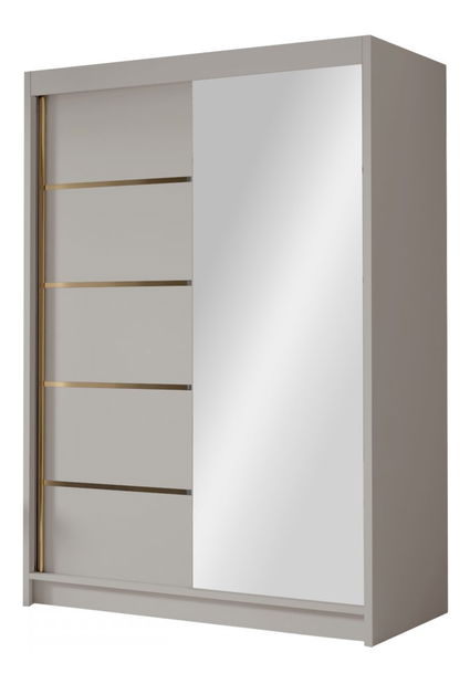 Šatní skříň s posuvnými dveřmi Varentona III 120 (kašmír + zlatá) (se zrcadlem)