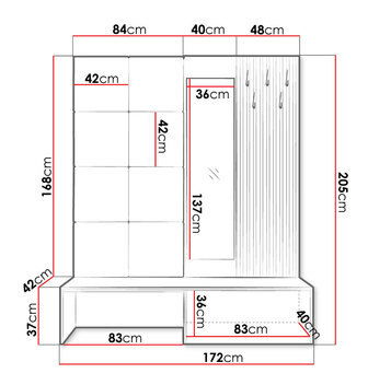Předsíň Anrolat I (dub artisan + černá) (se zrcadlem)