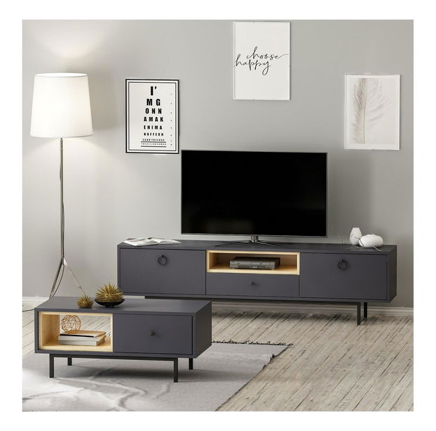 Sestava nábytku do obývacího pokoje Natty 2 (antracit + dub safírový)