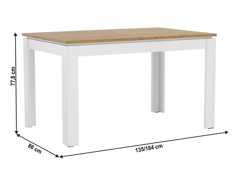 Jídelní stůl Vilgi (pro 4 až 6 osob) (bílá + dub wotan)