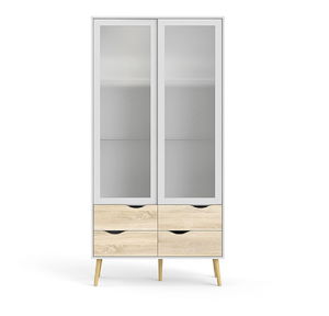 Vitrína Odell (bílá + dub sonoma)