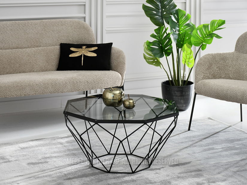 Konferenční stolek Maltez (kouřové sklo + černá)