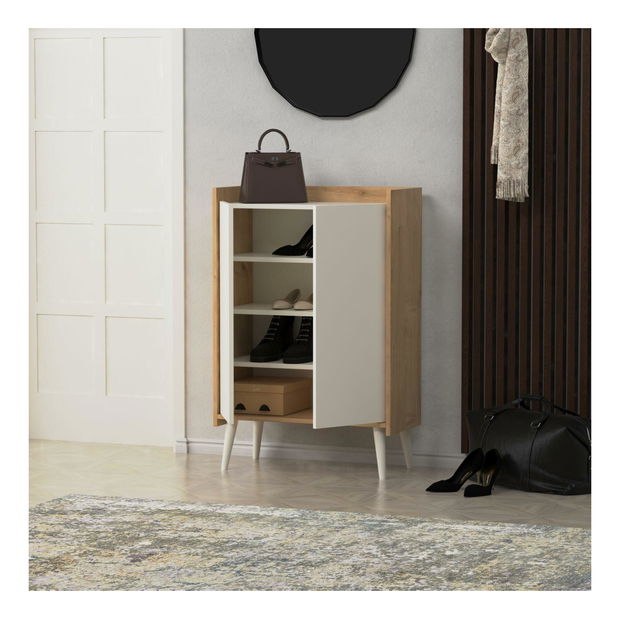 Botník (skříňka na boty) Mumuni (bílá + dub)