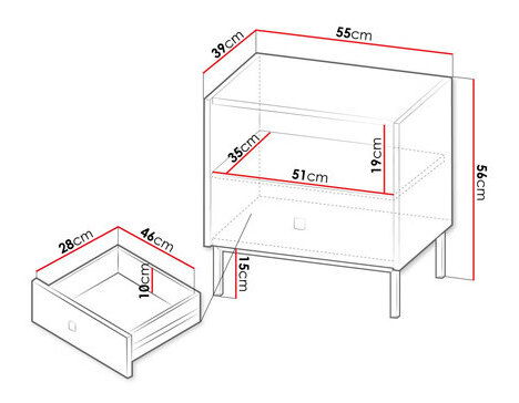 Noční stolek Probazzo 1SZ (černá)