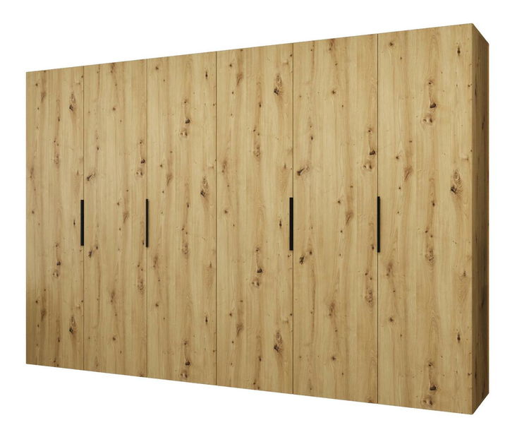 Šatní skříň 300 cm Mirabella 1 (dub artisan + černá)