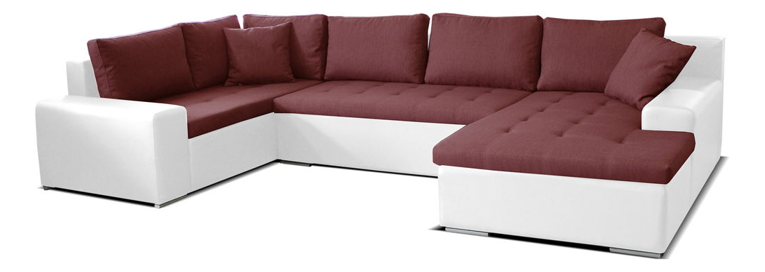 Rohová sedací souprava U Moreno BL+2+L (bordó + bílá) (P)