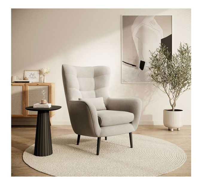 Křeslo s podnožkou Veneza VZ1 (světlobéžová + černá)