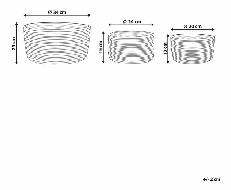 Set 3 ks úložných košů Jabza (přírodní)