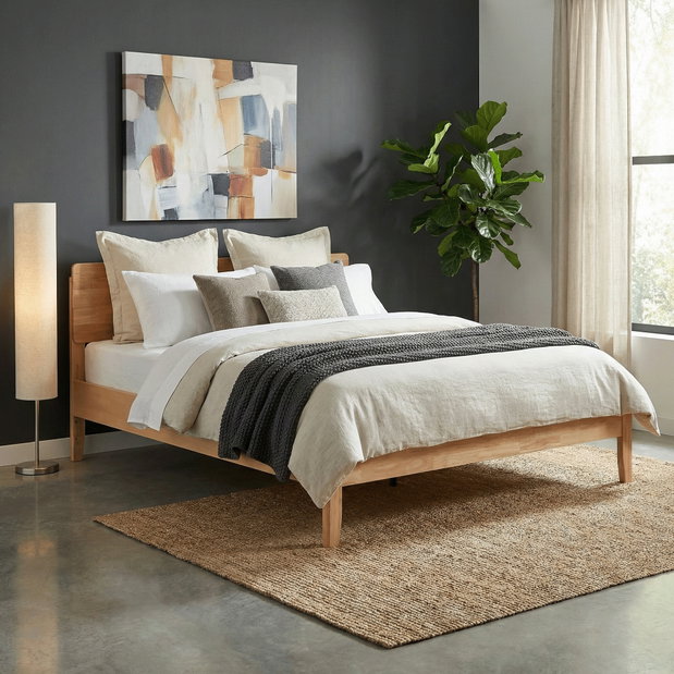 Manželská postel 180 cm Novedades (přírodní) (s roštem)