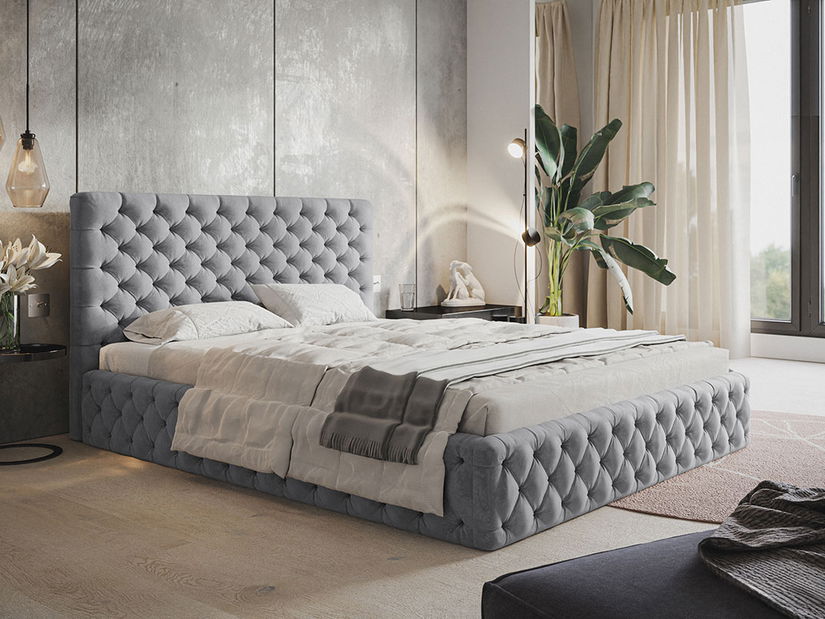 Manželská postel Borel 3 160 cm (tmavě zelená) (s bonell pružinami a úl. prostorem)