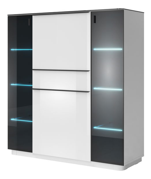 Vitrína Toft Typ 46 (bílá + černé sklo)