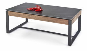 Konferenční stolek Remina (mramor černý + ořech)