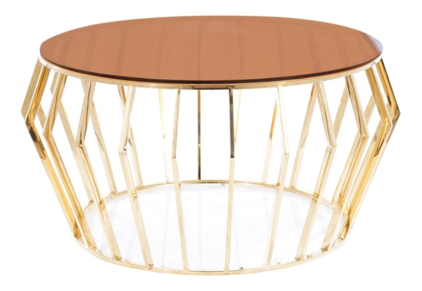 Konferenční stolek Alycia (jantarová + zlatá)