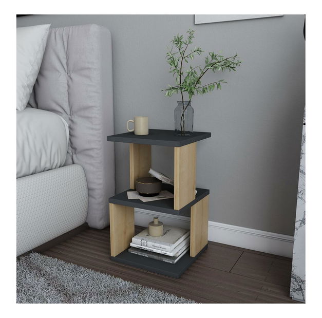 Noční stolek Caramello (antracit + dub)