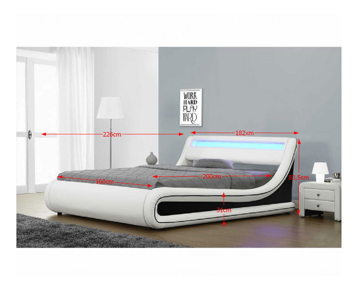 Manželská postel 160 cm Manila (s roštem, úl. prostorem a LED) *bazar