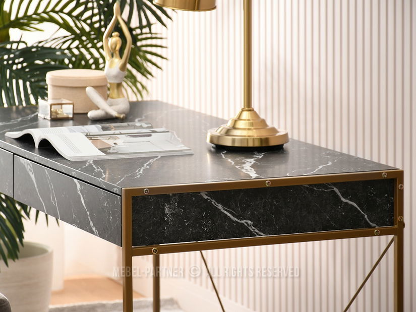 PC stolek Unica (černý mramor + zlatá)