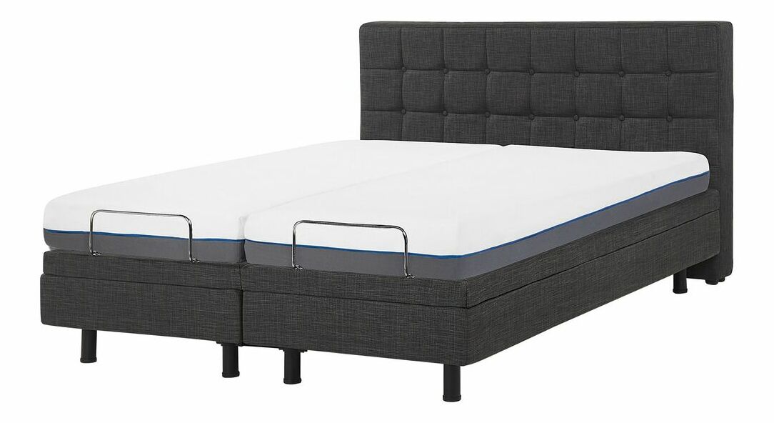 Manželská postel 160 cm DUCHE (látka) (šedá) (s roštem)