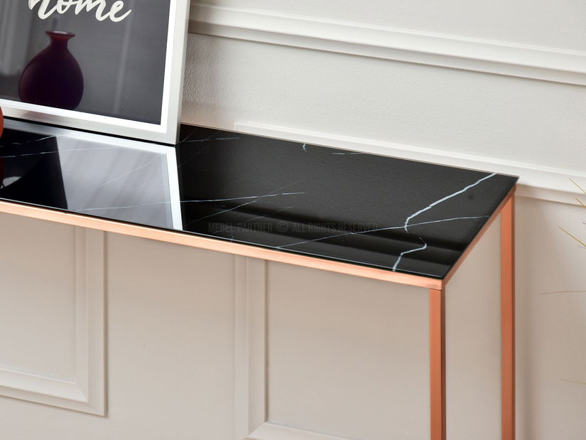 Konzolový stolek Bella Kons (černý mramor + měděná)