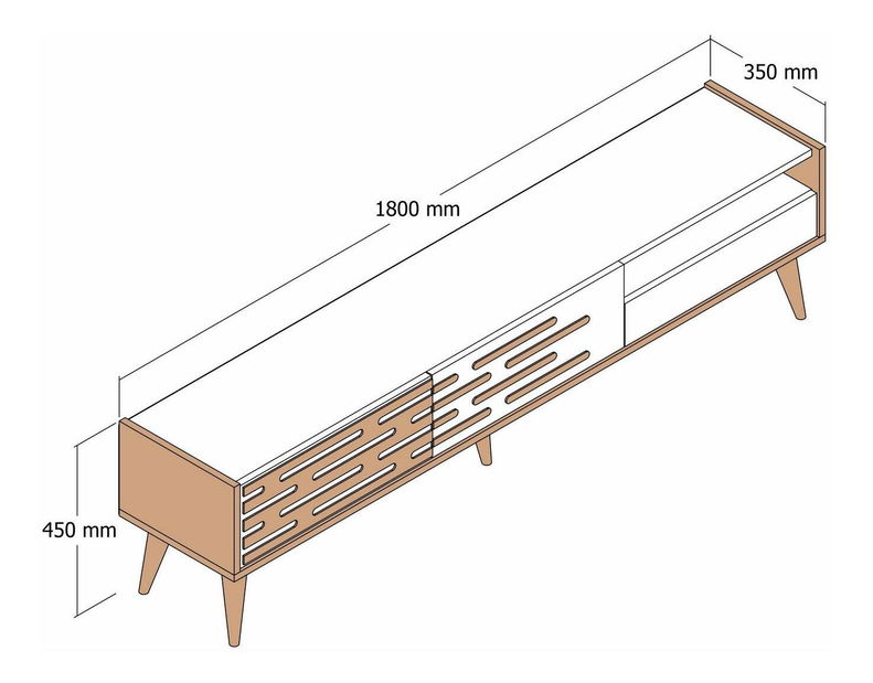 TV stolek/skříňka Tonase (ořech + krémová)