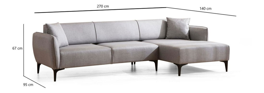 Rohová sedačka Belasemma (P) (šedá + černá)